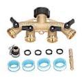 Miniatyrbillede 1 af 4: 3/4in Vandhane Manifold Splitter 4 Vejs Messingrør Split Connector Haveslange Fordeler EU Standard
