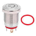 Pikkukuva 1 / 5: Lukitusvapaa 12 mm metallinen painonappikytkin rengas ja virran muotoinen LED-itsepalautuva punainen kytkin (12 V)