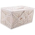 Miniatyrbild 2 av 5: Tissue Box Cover Boho Dekor Rektangulär Pappersnäsdukshållare med Pärlspänne Makramé Servettvävnader Organizer Heminredning