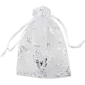 Miniatyrbillede 1 af 5: 100 stk. 9x12cm Sommerfugl Organza Smykker Gavepose Slikpose Snøre Bryllupsgaveposer Hvid