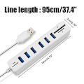 Miniatyrbild 3 av 5: USB Hub 6 Port USB 2.0 Data Hub Splitter USB Förlängning Lagring Minneskortläsare för PC Laptops