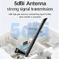 Miniatyrbilde 3 av 5: 650 Mbps USB WiFi-adapter Dual Band 2,4G 5 GHz 802.11AC Trådløst Nettverkskort RTL8811CU USB-dongle Antenne Wifi-mottaker