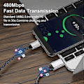 Miniatyrbild 3 av 5: Magnetisk USB C-kabel 100W (20V/5A MAX), USB-C till USB-C-kabel, Dataöverföring USB-laddningskabel för bärbar dator