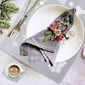 Pikkukuva 5 / 5: Joulupöytäliina Pestävä Pöytätabletti Set Of 6 Tabletti & 6 Kupinaluset, hirvi, Joulukuusi, Lumihiutale