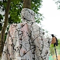Miniatyrbillede 3 af 4: 210 cm Vandtætte Regnfrakker Dame/Herre Jungle Regnponcho Rygsæk Camouflage Frakke Cykling Klatring Vandring Rejseovertræk
