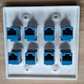 Miniatyrbilde 5 av 5: Ethernet Veggplate 8 Port - Dobbel Gang Cat6 Rj45 Keystone Jack Nettverkskabel Frontplate Hunn Til