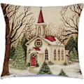 Miniatyrbilde 2 av 5: Set med 4 juleputetrekk, 18 x 18 tommer Xmas-serie putetrekk putetrekk putetrekk, bomull glidelås firkantet juledekorasjoner