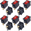 Miniatyrbillede 1 af 3: 10 stk. vippekontakt med rødt lys, belyst tænd/sluk SPST 3 ben 2 positioner KCD1 Snap AC 250V/10A 125V/12A KCD1-2-101N-R