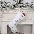 Miniatyrbillede 3 af 5: Hvide Julestrømper 3 stk. Juleophængningsstrømper (hvid plys) (d-4)