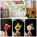 Miniatyrbillede 5 af 5: Hæklesæt til begyndere, Hæklesæt til blomsterbroche for begyndere til voksne, med trin-for-trin video-tutorials og garn