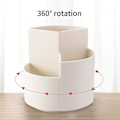 Miniatyrbillede 2 af 5: Roterende penneholder med 3 rum Desktop Organizer Kreativ skrivebordsarrangør Blyantholder Makeup børsteholder Multifunktionel opbevaring R
