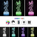 Miniatyrbilde 2 av 4: Nattlys Minnie Mouse Illusjonslampe 3D LED Nattlys med berøringskontroll Julebursdagsgave til barn [Energiklasse A+++]-