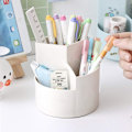 Miniatyrbillede 5 af 5: Roterende penneholder med 3 rum Desktop Organizer Kreativ skrivebordsarrangør Blyantholder Makeup børsteholder Multifunktionel opbevaring R