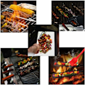 Miniatyrbillede 4 af 5: 49 cm lange grillkurve i rustfrit stål til grill, hotdogkurve sæt med kurve, grillkurve (4 stk.)