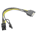 Pikkukuva 1 / 5: 15-nastainen SATA uros - 8-nastainen (6+2) PCI-e virtalähdekaapeli SATA-kaapeli 15-nastainen - 8-nastainen kaapeli 18awg johto F
