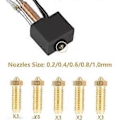 Miniatyrbillede 4 af 5: 20 stk. Messingdyser Kit til 3, 3D Printer 8 stk. 0,4 mm og 3 stk. 0,2 mm, 0,6 mm, 0,8 mm, 1,0 mm Dyser Kit