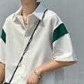 Miniatyrbillede 5 af 5: Herre Skjorte Halværme Knap Ned Enkel Stil Komfortabel Løs Pasform Polyester Bluse Grøn XL