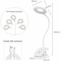 Miniatyrbilde 2 av 4: LED-klemmeleselampe med berøringssensor, skrivebordslampe for barn, seng, 360° fleksibel svanehalsklemmelampe, USB-oppladbar boklampe for studier, arbeid