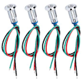 Miniatyrbillede 5 af 5: 4 Sæt LED Indikatorlys Signal Fælles Anode Vandtæt Metal 2 Farver 8mm 1224V (Rød Grøn)
