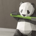 Pikkukuva 5 / 5: Origami Panda syö bambua Papercraft DIY 3D-malli Geometrinen taitettu paperi kodin DIY-koristeluun (Iridescent Paper)-Fei Yu
