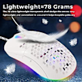 Miniatyrbillede 5 af 5: Honeycomb Shell Kablet Mekanisk Gaming Mus USB Lysende Lys Mus 7200dpi Justerbar Optisk Gamer Mus, Hvid