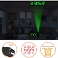 Miniatyrbillede 3 af 5: Projektionsur med radio, 180° loftprojektionsvækkeur, USB FM digitalur med dobbeltalarmer, snooze, sleep timer, 12/24h, stort LED-display med dæmper (grøn)
