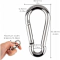Miniatyrbilde 4 av 5: 4 stk. - Heavy Duty 304 rustfritt stål karabinkrok M6 Gauge stål karabinkrok svingbar fjærklemme for utendørs fotturer camping fiske (ikke for klatring)