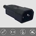 Miniatyrbillede 2 af 5: IEC C14 Hanstik Omløbelig Strømstik 3-benet IEC-C14 Stik Computer Strømkabel Adapter 10A 250V Sort Stik