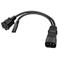 Miniatyrbillede 1 af 5: C14 til C7 + 1-15R Y Splitter Strømstik Ledning Enkelt IEC 320 C14 til C7+1-15R Ledning