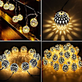 Miniatyrbillede 4 af 5: Globe String Lights Plug-in Metal Ball Fairy Lights, Kan forbindes med hale stik, Justerbar med flere tilstande, Nyhedsdekorationer