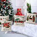 Miniatyrbilde 5 av 5: 4 stk. juleputetrekk 45x45 cm, juleputetrekk, juleputetrekk i bomull og lin, juleputetrekk med juledekor, juleputetrekk
