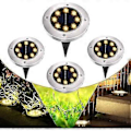 Miniatyrbillede 1 af 5: Solarhavelampe - 8 LED undergrundslampe, vandtæt stibelysning solcelledrevet, 4 stk.