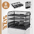 Miniatyrbillede 2 af 5: Mesh Brevbakke, Skrivebordsarrangør, Filarrangør, A4-dokumenter, Arkivbakker til hjem, kontor, skole (Metalnet, 4 niveauer + skuffe + penneholder)
