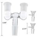 Miniatyrbillede 4 af 5: Glasrørsadapter, 2 stk. 14 mm han til dobbelt 14 mm hun adapter med 4 stk. 14 mm transparent glas tragtadapter, genanvendelig