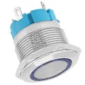 Pikkukuva 3 / 5: 2 KPL 4-nastainen itselukittuva painonappikytkin rengasvalolla 22mm IP65 laivojen ja autojen modifiointiin (sininen 12~24VDC)