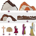 Miniatyrbild 3 av 5: Påsk Uppståndelse Scen Set Ornament Påsk Trädekorationer Religiösa Vår Kristna Kors Hem Figurin Påskpyssel