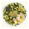Miniatyrbilde 1 av 4: Julekrans med LED-lys, 40 cm kunstige furukongler, God jul dørkrans, julegirlanderdekorasjon for inngangsdør, brann