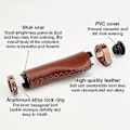 Miniatyrbillede 4 af 5: Brune Cykelgreb Læder Styr Cykel Ergonomisk Design Skridsikker Mikrofiber Med Aluminium Legering Dobbelt Lås-på Bar Covers Til Mountainbike Racercykel