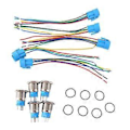 Miniatyrbillede 4 af 5: 5 stk. Metal Trykknap Switch 12v 19mm Ring Lampe Strømsymbol Vandtæt LED Lys Selvlås Reset med Konnektor