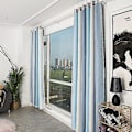 Miniatyrbild 5 av 5: Dubbellager Ihålig Vardagsrum Sovrum Polyester Fönsterskärmande Draperigardin Dekoration Mörkblå