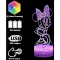 Miniatyrbilde 3 av 4: Nattlys Minnie Mouse Illusjonslampe 3D LED Nattlys med berøringskontroll Julebursdagsgave til barn [Energiklasse A+++]-