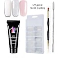 Miniatyrbild 5 av 5: Nagelgel Set UV LED Nagelgel Set Nagel Förlängnings Kit Klar Akryl Lösnaglar Dubbeländad Nagelbandsskjutare Nagelpenna för Snabb Nagel Förlängning Salong N