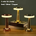 Miniatyrbilde 4 av 5: Trådløs bordlampe, innebygd 1800 MAh batteri med 3-trinns dimming, LED batteribordlampe, metall nattbordslampe, for stue, restaurant, uteplass,