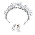 Miniatyrbillede 1 af 5: Rhinestone Prinsesse Tiara med Hængeøreringe - Elegant Legeringskrone til Fester og Begivenheder