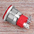 Pikkukuva 4 / 5: Metallinen painonappikytkin DC9~30V 19mm 1NO 1NC Itselukittuva kytkin valolla Valkoinen rengas Litteä pää Itselukittuva