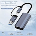 Miniatyrbilde 2 av 5: Usb 3.0 Gigabit Ethernet Adapter Usb C Rj45 Nettverkskort Nettverksforlenger Kabel Splitter