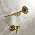 Miniatyrbillede 4 af 5: Toiletbørsteholder i keramik, retro messing, til badeværelset (børste inkluderet), antik messing finish, badeværelsestilbehørssæt til vægmontering