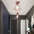 Miniatyrbilde 4 av 5: Vintage taklampe i metall, geometrisk bur, taklampe i roségull, 2-pakning