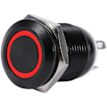 Miniatyrbillede 4 af 5: Bil 12mm LED-lys Momentary Trykknap Rocker Switch Sort Hus 2A