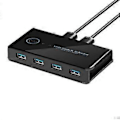 Miniatyrbild 2 av 5: USB KVM Switch USB Delad Switch 2 in 4 Ut för Laptop PC Tangentbord Mus Skrivare USB Switch Hub Adapter USB 3.0